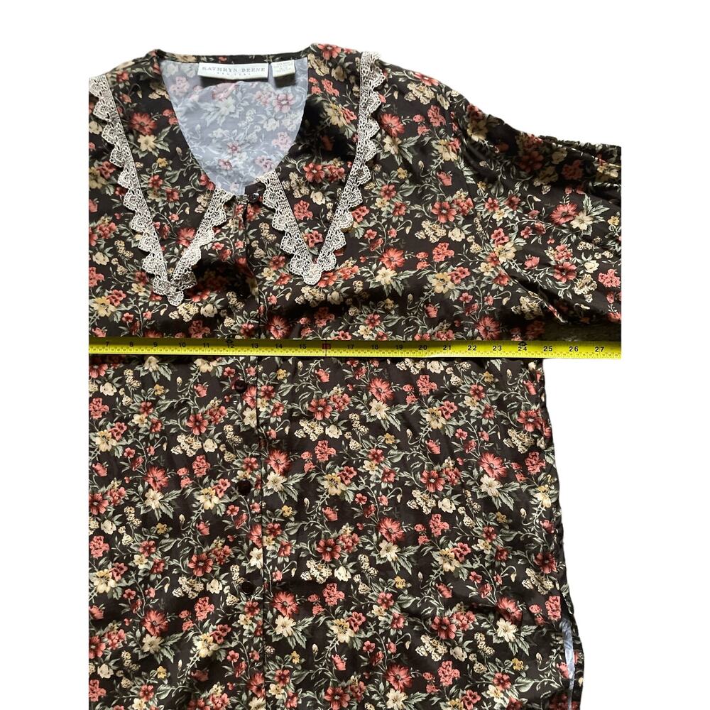 Vintage Floral Button up Lace Collar Western Prairie 14/16 Rodeo Cottage Granny - Picture 3 of 7